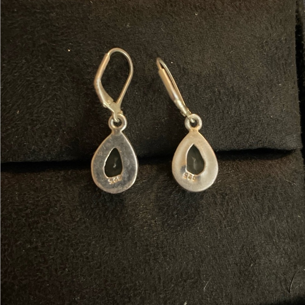 Sterling Silver Aventurine Teardrop Earrings - Picture 4 of 6